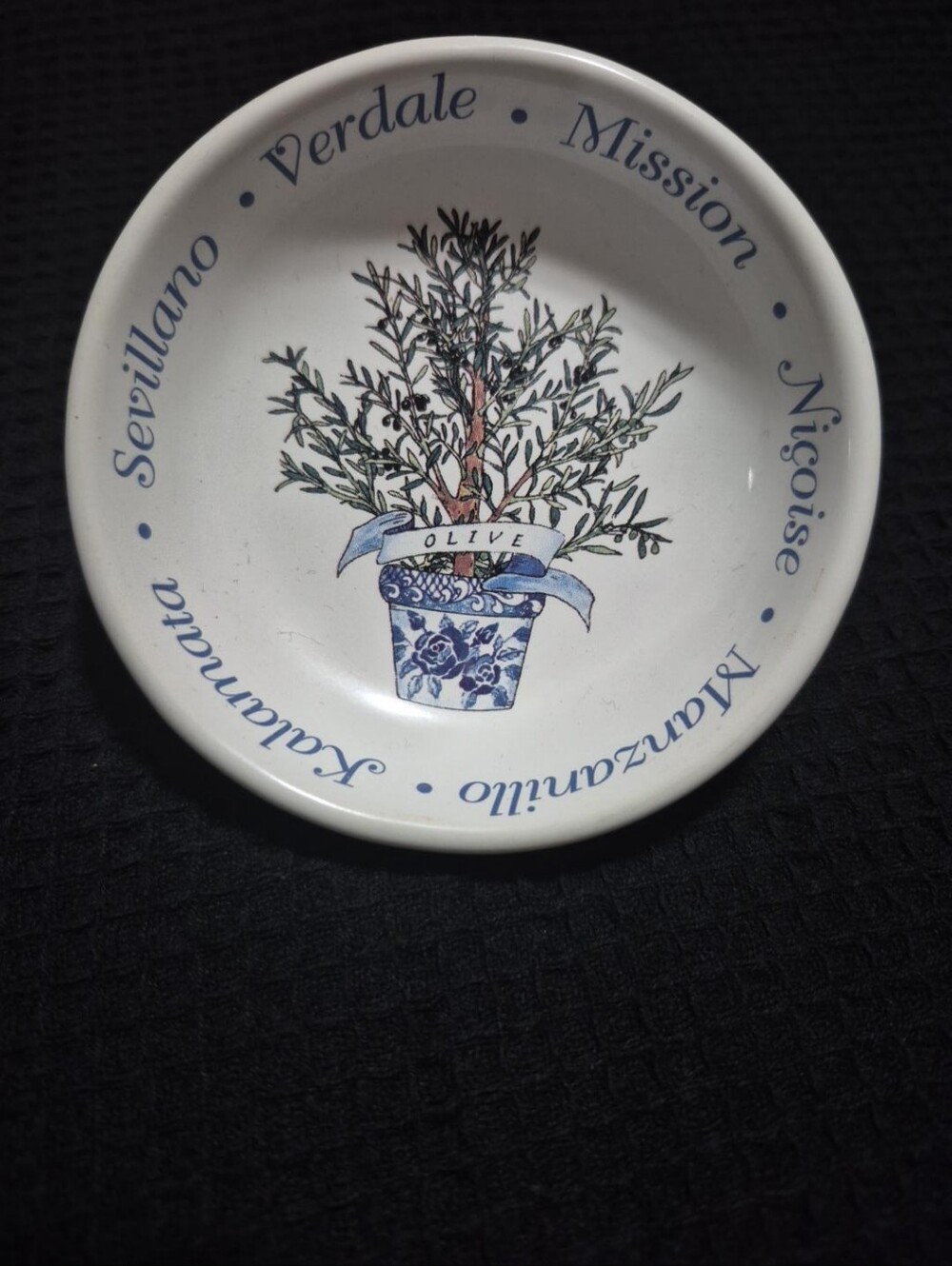Olive Tree Ceramic Decorative Plate - Blue and White